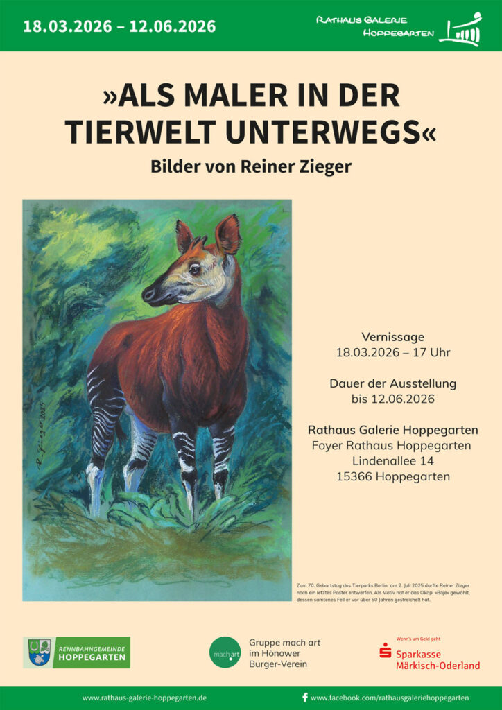 Plakat zur Ausstellung "Als Maler in der Tierwelt unterwegs" Bilder von Reiner Zieger